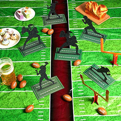 Sumind 9 Pcs Football Party Decorations Football Table Honeycomb Centerpieces Goal Post Centerpieces Player Silhouette 3D with Tablecloth Table Cover for Sports Birthday Party Tailgate Game Supplies