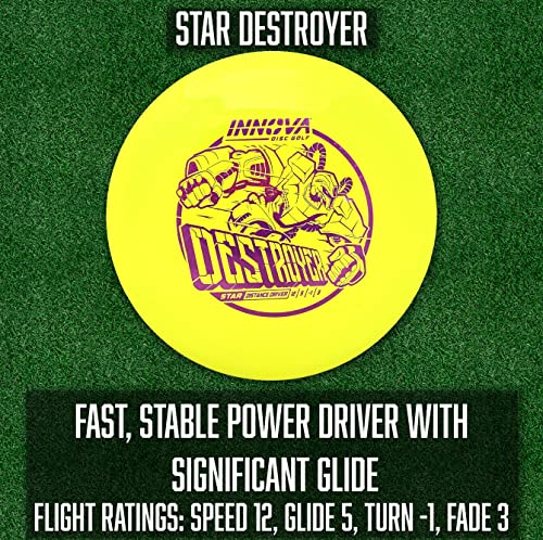 Innova Disc Golf Set 5 Disc Set Includes Disc Golf Driver, Mid-Range,Disc Golf Putter - Innova Star Destroyer, DX Dragon, Disc Golf Discs, Frisbee Golf Discs Set, PDGA Approved Colors Will Vary