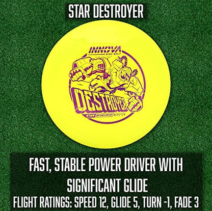 Innova Disc Golf Set 5 Disc Set Includes Disc Golf Driver, Mid-Range,Disc Golf Putter - Innova Star Destroyer, DX Dragon, Disc Golf Discs, Frisbee Golf Discs Set, PDGA Approved Colors Will Vary