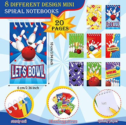 Kisston 48 Pcs Bowling Party Favors Include 24 Mini Notebooks Sports Notepads and 24 Ballpoint Pen Bowling Gifts for Party Decoration Teacher Office Reward Supplies