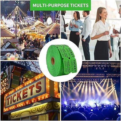 L LIKED Raffle Tickets Double Rolls 1000 Per Roll 50/50 Raffle Tickets for Events,Carnivals, Entry, Class Reward, Prizes(Green) - color: 1000 Green