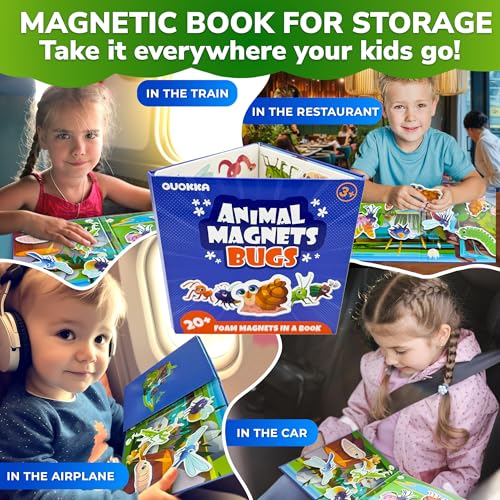 Quokka Travel Magnetic Puzzles for Toddlers 1-3 – 20+Pcs Bugs Game with Extra-Long Play Book – Fun Travel Game Toy for Kids Ages 3-5 – Strong Magnets for Car Activities – Fun Toddler Puzzle Ages 2-4 - color: 05. Blue