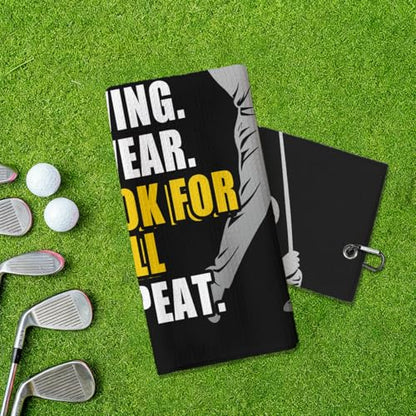 Swing Swear Look for Ball Repeat Microfiber Golf Towel, Funny Golf Towels for Bag with Clip, Birthday Retirement Gifts for Men Women Golfer Grandpa Dad Mom Friend Golfer GolfFans, 16x24 Inch - color: Swing Swear Repeat Golf