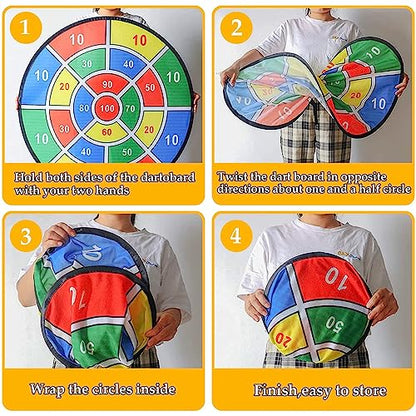 Dart Board for Kids Ages 4-8 - 29" Double-Sided Dart Board with Sticky Balls and Darts,Boys Toys for Ages 8-13,Valentines Day Gifts for 7 8 9 10 11 12 13 14 Year Old, Indoor/Outdoor Party Game Toys