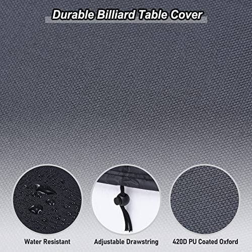 PATIKIL 8 Feet Billiard Pool Table Cover, Waterproof Outdoor Indoor 420D Polyester Dustproof Sun Rain Protection Billiard Table Covers for Patio Table Snooker Billiard Table, Black - size: 8 feet
