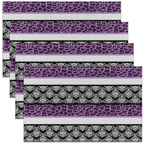 Feelyou Polka Dot Leopard Placemats Set of 4 12x18 Inch Purple Black Leopard Table Mats for Party Kitchen Dining Decoration Holiday Seasonal Wild Animal Skin Texture Place Mat for Dinner Table 18"x12" - color: Polka Dot Leopard71