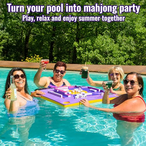 Floating Mahjong Table for Pool - Swimming Pool and Hot Tub Float Board for Card Games, Scrabble, Dominoes, Poker - Adults Pools Game Tray for Water and Lake - Domino Floater (Purple) - color: Purple