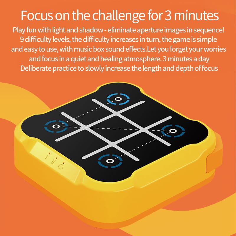 Tic Tac Toe, 4 in 1 Handheld Educational Game Machine, Electronic Tic Tac Toe Game for Education and Memory Growth, Home, Toy Board Game for Kids and Adults (Yellow) - color: Yellow