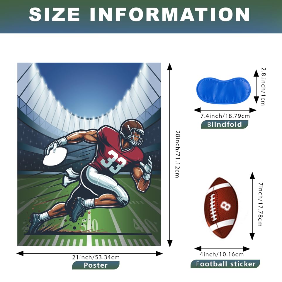 BASHOUT Football Party Game Set, Pin The Football Activity with 24 Stickers, Indoor Group Games for Adults