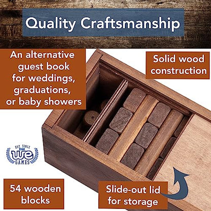 WE Games Wooden Block Stacking Party Game for Adults, Tumble Tower Wedding Guest Book Alternative, Tabletop Games, Includes Storage Case, 12 inches - color: Walnut Stained Wood