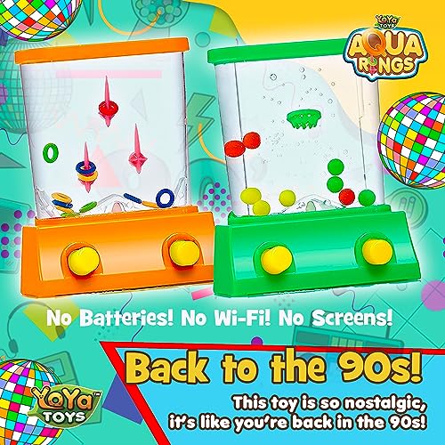 YoYa Toys Aqua Rings Handheld Water Game - Set of 2 - Water Ring Toss and Basketball Hoop Toy - Gift for Ages 3 4 5 6 7 8 9 - Nostalgic 80's 90's Retro Mini Games - Fun Car Road Trip Travel Activities