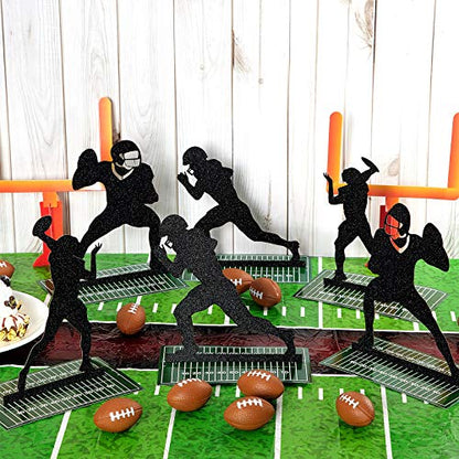 Sumind 9 Pcs Football Party Decorations Football Table Honeycomb Centerpieces Goal Post Centerpieces Player Silhouette 3D with Tablecloth Table Cover for Sports Birthday Party Tailgate Game Supplies