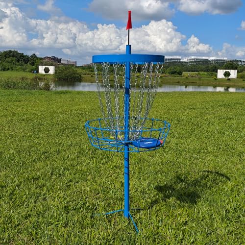 Disc Golf Basket - Portable Disc Golf Target with Heavy Duty 24-Chains Come with 6pcs Disc Golf Discs and Carry Bag, Ground Stake -Suitable for Players of All Levels - Multi Color Available - style: Plus-Blue- 6 PCS