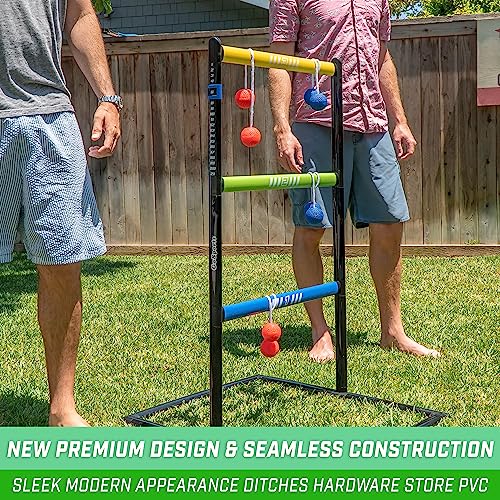 GoSports Ladder Toss Indoor & Outdoor Game Set with 6 Soft Rubber Bolo Balls and Travel Carrying Case - Choose Pro or Classic - style: Pro Ladder Toss