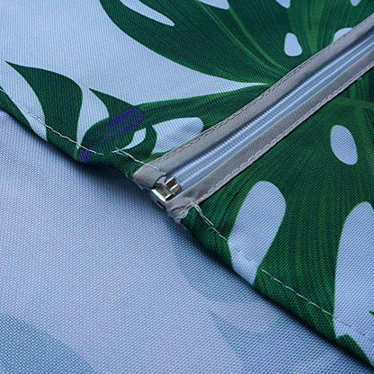 Melaluxe Spring/Summer Wrinkle-Free Waterproof Outdoor Tablecloth with Umbrella Hole and Zipper, Green Leaves, 60" Round-Zippered - color: Green Leaves, size: 60" (Round)