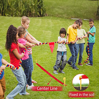 Outdoor Games 40FT Tug of War Rope & Potato Sack Race Bags Kit for Kids and Adults, Field Day Family Reunion Birthday Party Yard Games
