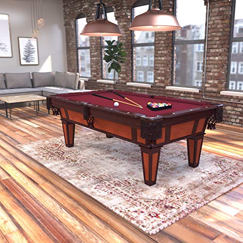Fat Cat Reno 7.5 Foot Pool Table, Billiard Table with Accuslate Surface, K66 Bumpers, Dark Cherry Finish, Includes Cues and Balls