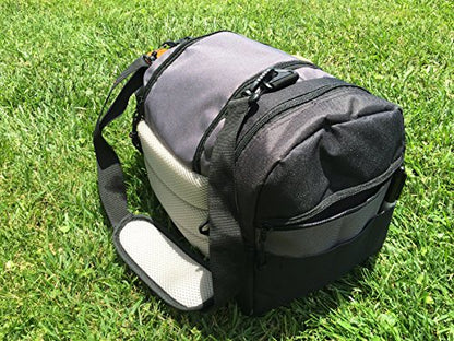 The Throwback Sack - Frisbee Disc Golf Bag with Cooler - Holds 12 to 15 Discs + 6 Cold Drinks + Water Bottle Holder - Extra Padding, Comfortable Strap - Room for All Your Disc Golf Accessories