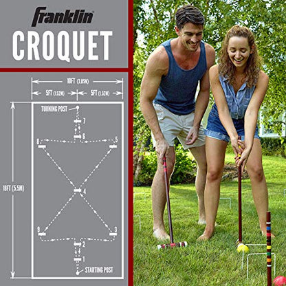 Franklin Sports Portable Backyard Croquet Sets - Complete 4 + 6 Player Croquet Sets with Mallets, Croquet Balls + Wickets Included - Outdoor Family Lawn Game Sets - style: Family