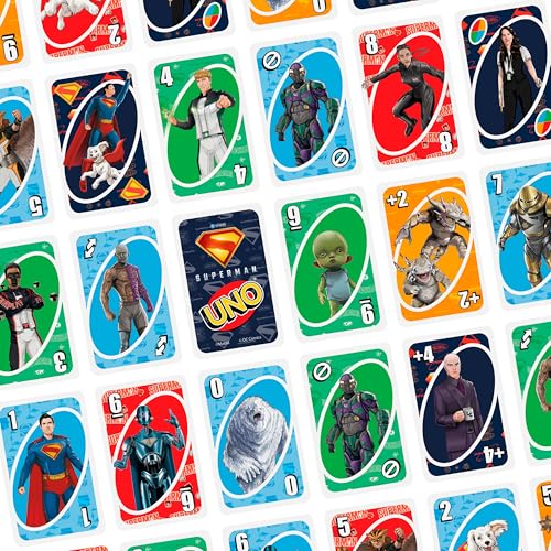 Mattel Games UNO Superman Card Game for Kids, Adults & Family Nights, Parties, Travel & Camping, Toy Collectible Inspired by the Movie - style: UNO Superman