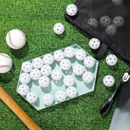 Lunmon 36 Pcs Practice Baseball 42mm Small Training Balls Plastic Hollow Softballs Golf Balls with a Drawstring Bag for Backyard Hitting Batting Training Indoor Outdoor Use - color: White
