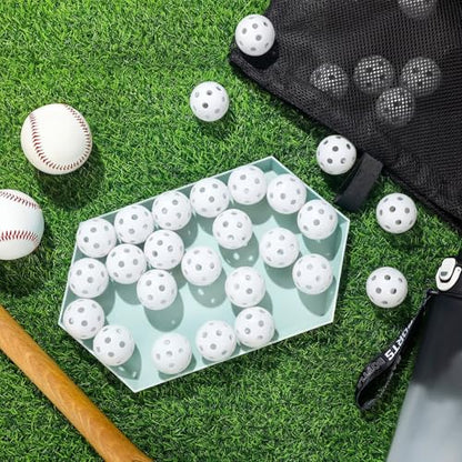 Lunmon 36 Pcs Practice Baseball 42mm Small Training Balls Plastic Hollow Softballs Golf Balls with a Drawstring Bag for Backyard Hitting Batting Training Indoor Outdoor Use - color: White