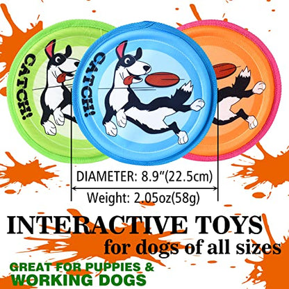 XIGOU Dog Flying Disc, 3 Pack Dogs Flyer Toys, Lightweight Flying Disc Dog Fetch Toy for Small, Large Dogs & Puppies - Floats in Water & Safe on Teeth
