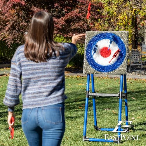 EastPoint Axe Throwing Game Set - 8 Foam & Plastic Throwing Axes - Heavy Duty Steel Frame - Over 5 Ft Tall - Folds Flat for Portable Outdoor Games - Unique Bristle Target for Yard Games