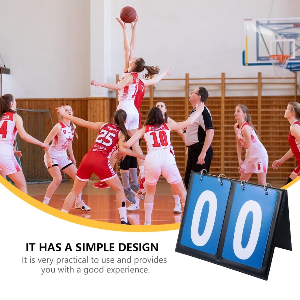 BESPORTBLE Portable Basketball Scoreboard Flipper, Double-Sided Score Keeper for Sports Competitions, Blue PVC, 7.95 X 6.69 X 0.59 Inches