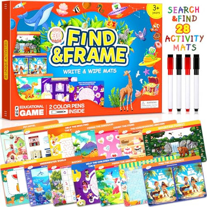 Search and Find Books for Kids 3-5, Reusable Preschool Learning Activities, Perfect Road Trip Essentials, Educational Toys, 28 PCS Busy Books for 3 4 5 6 Year Old Boys Girl Christmas Birthday Gifts - style: Search and Find Activities