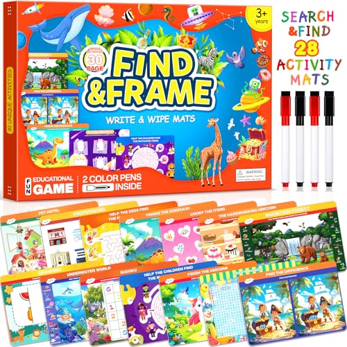 Search and Find Books for Kids 3-5, Reusable Preschool Learning Activities, Perfect Road Trip Essentials, Educational Toys, 28 PCS Busy Books for 3 4 5 6 Year Old Boys Girl Christmas Birthday Gifts - style: Search and Find Activities