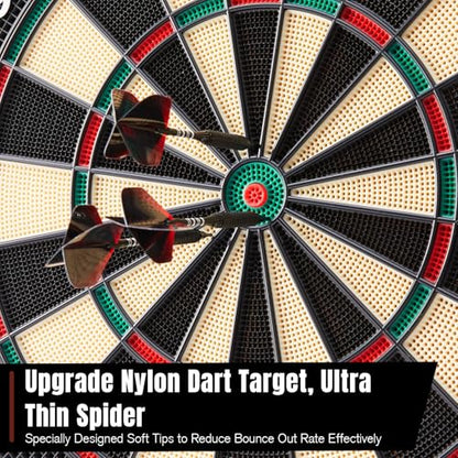 Electronic Dartboard, Electric Soft Tip Dart Boards for Adults with Heckler and Lights Effects, Digital Dart Boards with 6 Darts, 100 Soft Tips