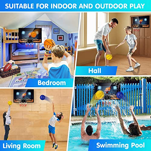 Indoor Basketball Hoop Boys Gifts for Teens Door Room Basketball Hoop Mini Hoop with Scoreboard, 3 Balls and Batteries Basketball Toys for 8 9 10 11 12 - style: Black Basketball Hoop & Scoreboard