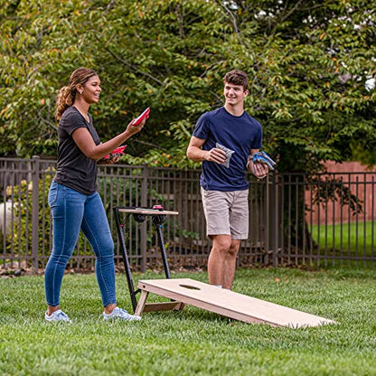 Triumph 2x4 Cornhole Set with Integrated Caddy and LED Lights – Full-Size Cornhole Boards with Cup Holders, Snack Shelf, Score Tracker, and 8 Toss Bags for Backyard, Tailgates, and BBQ Parties