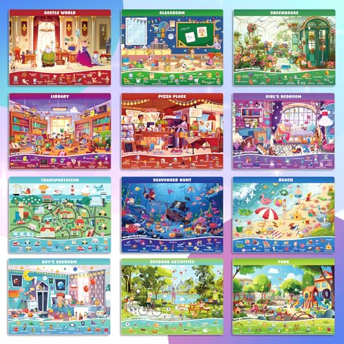 Search and Find Books for Kids Ages 3-5; Road Trip Activities for Ages 4-8, 24 Themes Activity Book with 2 Dry Erase Markers