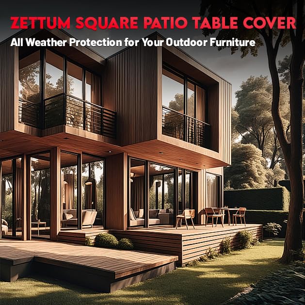 Zettum Patio Furniture Cover Square - 600D Outdoor Table Cover Waterproof & Heavy Duty, Extra Large Lawn Furniture Set Covers for Outside Dining Table and Chairs Seating Combo - 106 x 106 x 28 Inch - size: 2) Square - 106"L x 106"W