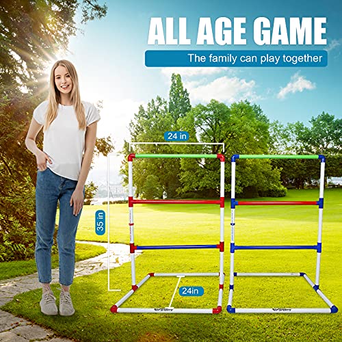 Outdoor Games Ladder Toss Indoor Game Set with 6 Soft Rubber Bolo Balls,Games for Adults, Kids, Family,Red&Blue&Green