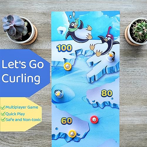 Mini Tabletop Shuffleboard for Kids,Ice Penguin Game,Indoor Table Top Curling Games,Family Board Games