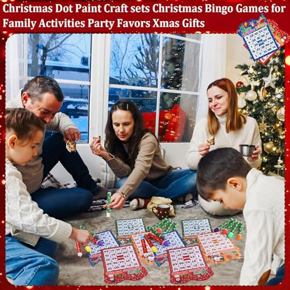 Eersida 192 Pack Christmas Bingo Game Cards and 0.4 oz Dot Daubers Set Includes 144 Bingo Cards and 48 Dot Markers Game Supplies Set for Christmas Supplies Family Casino Play Night Party Favor Gifts - style: Christmas