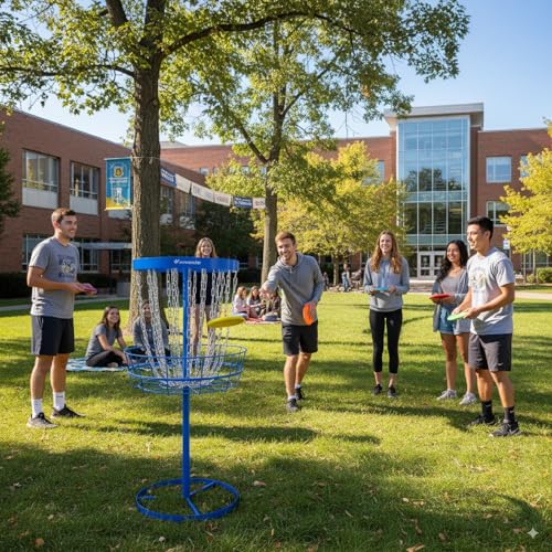 Portable Disc Golf Basket, 24-Chain, All-Weather Metal Disc Golf Goal with Heavy-Duty Carrying Bag, Easy Assembly for Backyard, Park & Outdoor Training - style: Blue