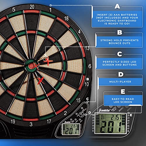 Franklin Sports Electronic Dart Board Sets - Soft Tip Electric Dartboard with Digital Scoreboard - (6) Darts Included - style: Dartboard