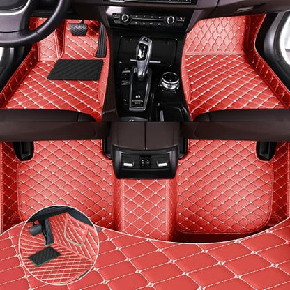 Car Floor Mats Fit for Dodge Dart 2013-2016 All Weather Durability Leather Car Floor Mats, Skidproof Pedal, Waterproof, Wear-reistant(Red Beige) - color: Red Beige