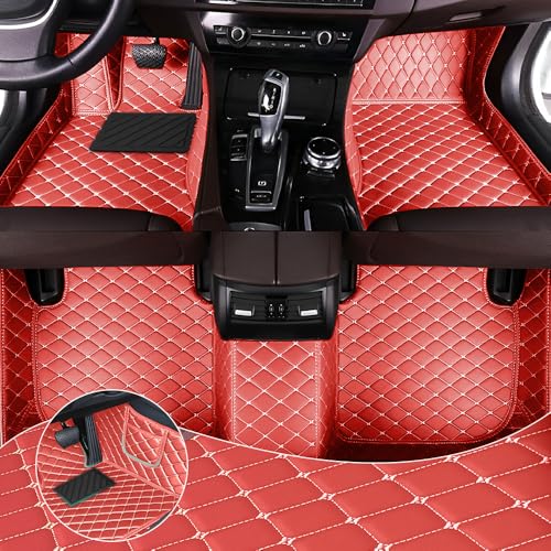 Car Floor Mats Fit for Dodge Dart 2013-2016 All Weather Durability Leather Car Floor Mats, Skidproof Pedal, Waterproof, Wear-reistant(Red Beige) - color: Red Beige