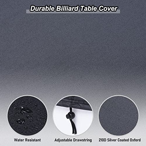 PATIKIL Billiard Pool Table Cover 8 Feet Waterproof Outdoor Indoor Dustproof Sun Rain Protection Billiard Table Cover for Patio Table Snooker Billiard Table, Black - size: 8 feet
