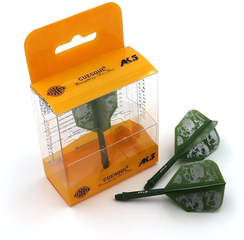 CUESOUL ROST Integrated Dart Flight and Shafts Meduim/Small/Large - color: Green Skull, size: Size S-21mm