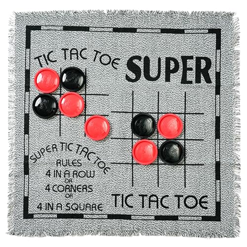 3-in-1 Giant Checkers & Tic Tac Toe - Jumbo 25.6" Square Rug, 2 Player Game Set, Indoor-Outdoor Family Fun, Portable & Easy to Set Up, Age 4+