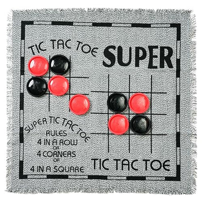 3-in-1 Giant Checkers & Tic Tac Toe - Jumbo 25.6" Square Rug, 2 Player Game Set, Indoor-Outdoor Family Fun, Portable & Easy to Set Up, Age 4+