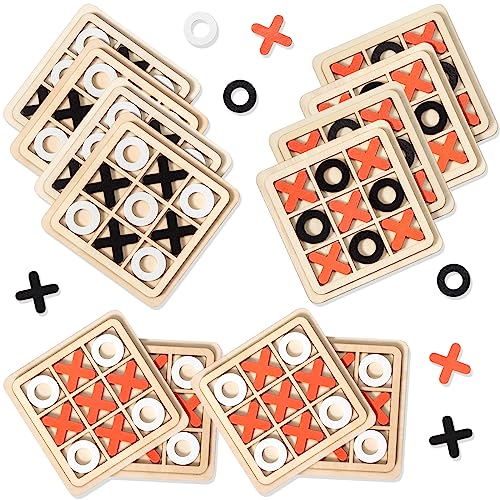 Libima 12 Pcs Wooden Tic Tac Toe Game Mini Family Board Games Classical Puzzle Chess Tabletop for Senior Games, Educational Toys for Birthday /road Trip/travel/ Strategy Toys(Classic Color)