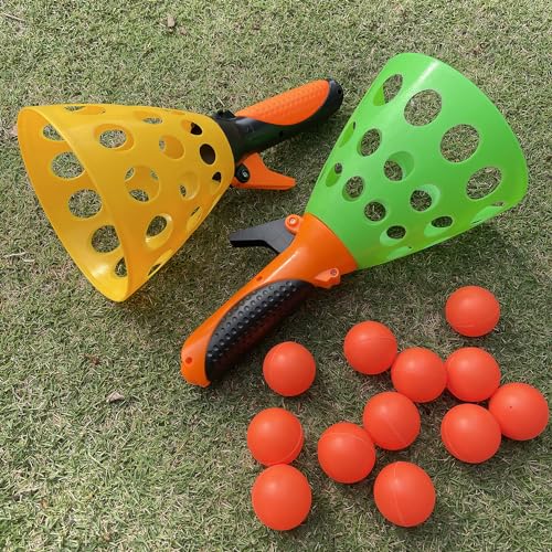 catch ball game for kids, Outdoor Indoor Games, Pop and Catch Ball Family Games with 2 Launcher Baskets and 12 Balls, Summer Beach Yard Sport Birthday Party Gifts Toys Ages 4 5 6 8 12+ Years Old