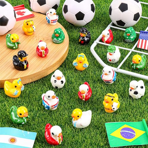 200Pcs World Soccer Cup Mini Resin Ducks 10 Style Sports Theme Miniature Football Ducks Bulk Player Referee Tiny Duck Figures for Soccer Party Favors Office Desk Shelf Decor Sports Fans Gifts - style: 200Pcs-10 Style Soccer Ducks